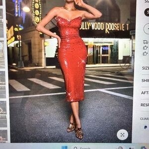 MewMews - red midi sequin cocktail dress- new